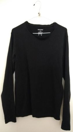 T-shirt uni noir, manches longues, S