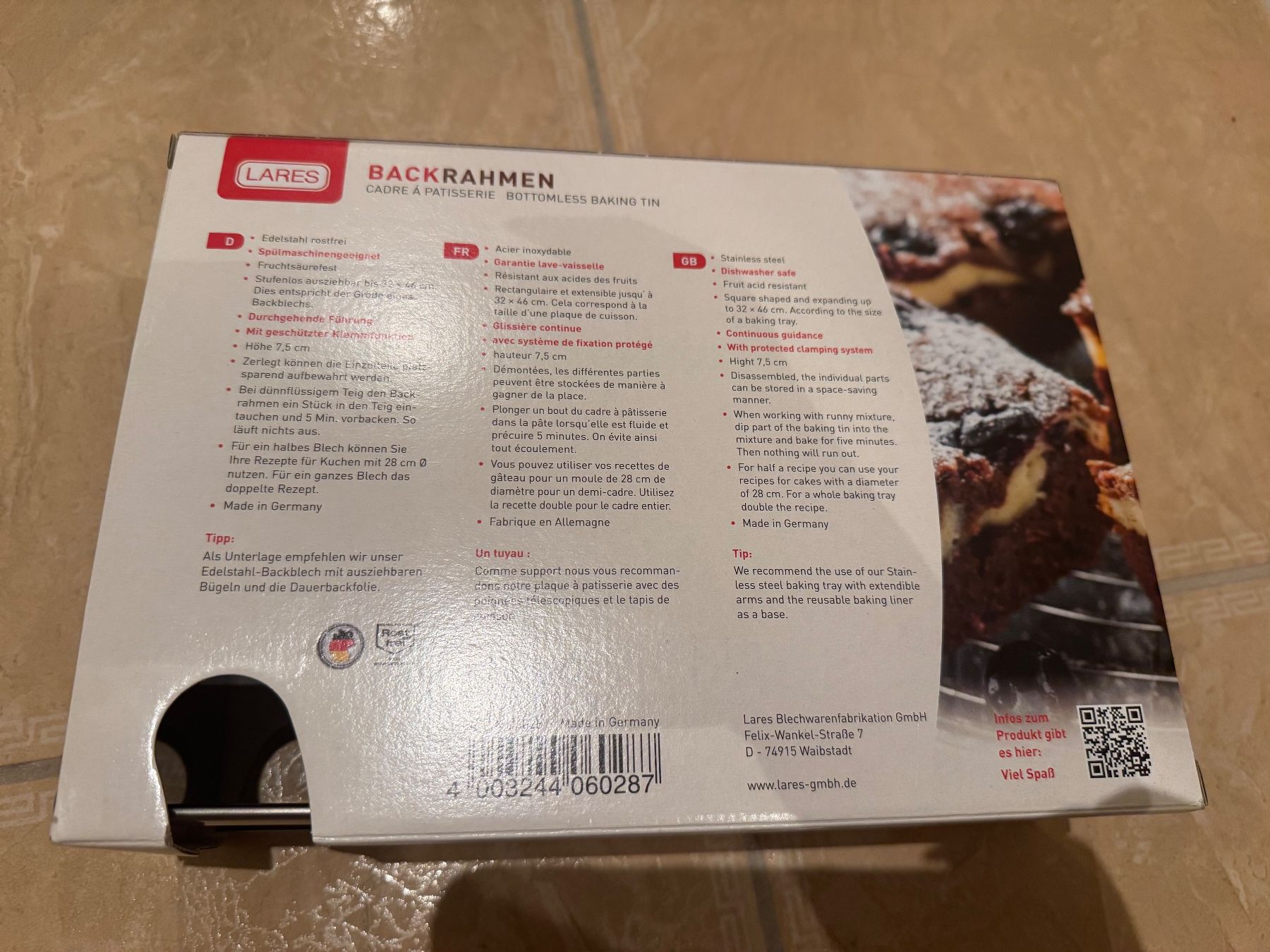 Moules à gâteaux: Backrahmen LARES neu – Neuf avec emballage d'origine à Klingnau par Markus14 3