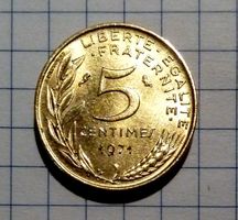 Frankreich 5 Centimes 1971, Marianne, glanz wie neu