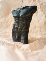 Dekorative Frau / Mann Torso Kerze Schwarz Figur Body Candle