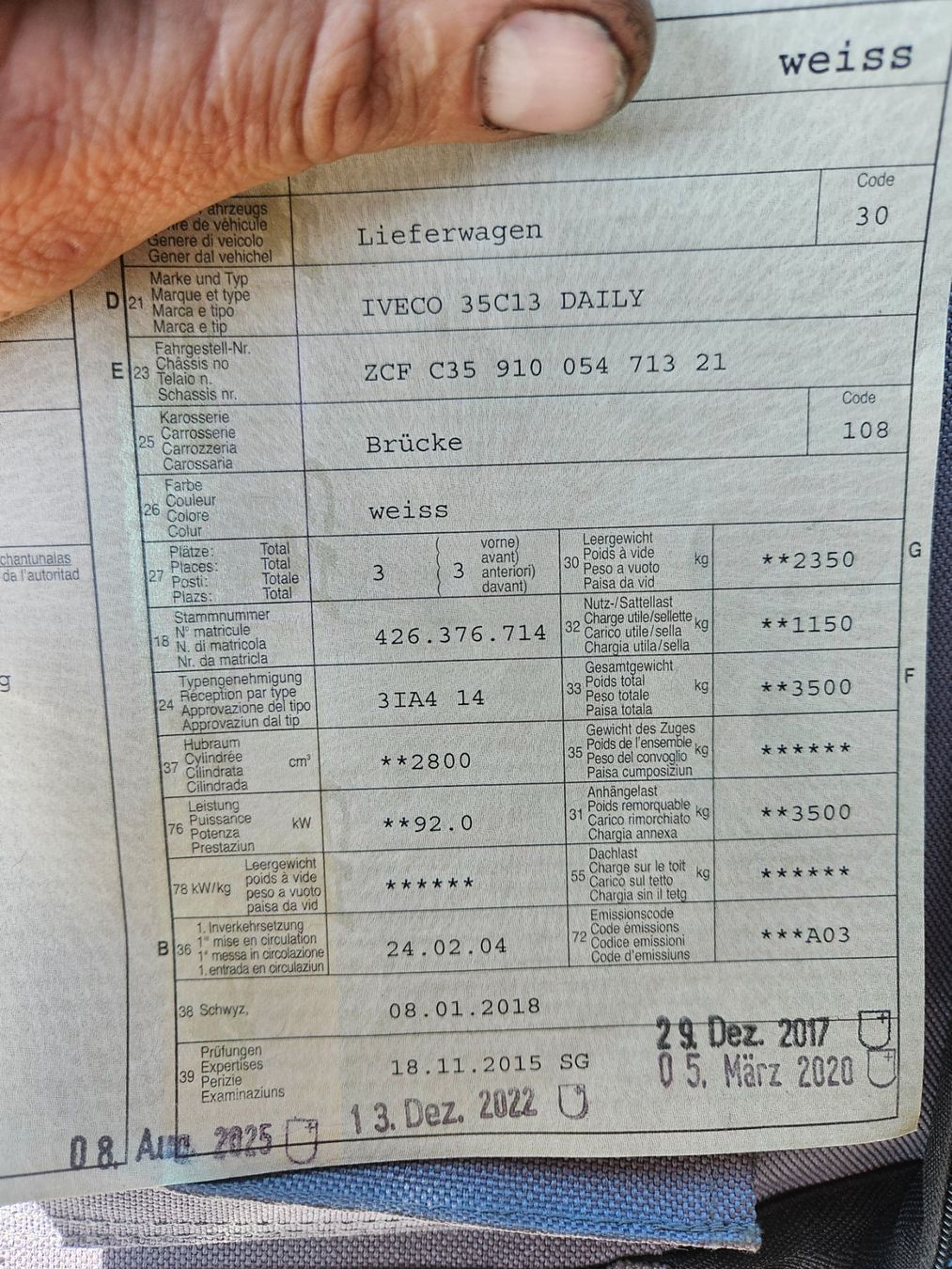 Iveco Veicoli commerciali: Lieferwagen Iveco 35c13 – Usato da Feusisberg venduto da aebidoktor 7