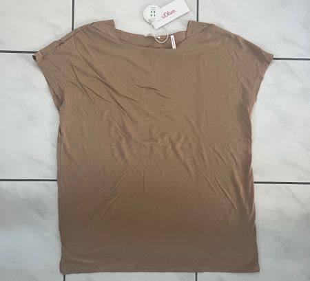 NEU S.Oliver T-Shirt, hellbraun, Baumwolle/Modal, M 38