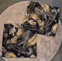 Lot de 2 housses de coussin décoratives noir/doré 44x44cm