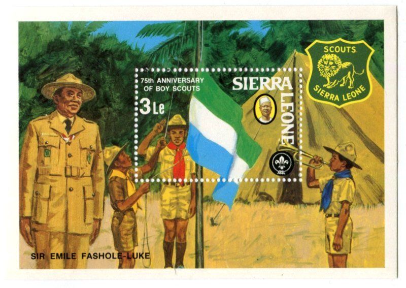 Tutti i francobolli: Block "Pfadfinder". Sierra Leone – Nuovo e nell'imballaggio originale da Basel venduto da Butsch5