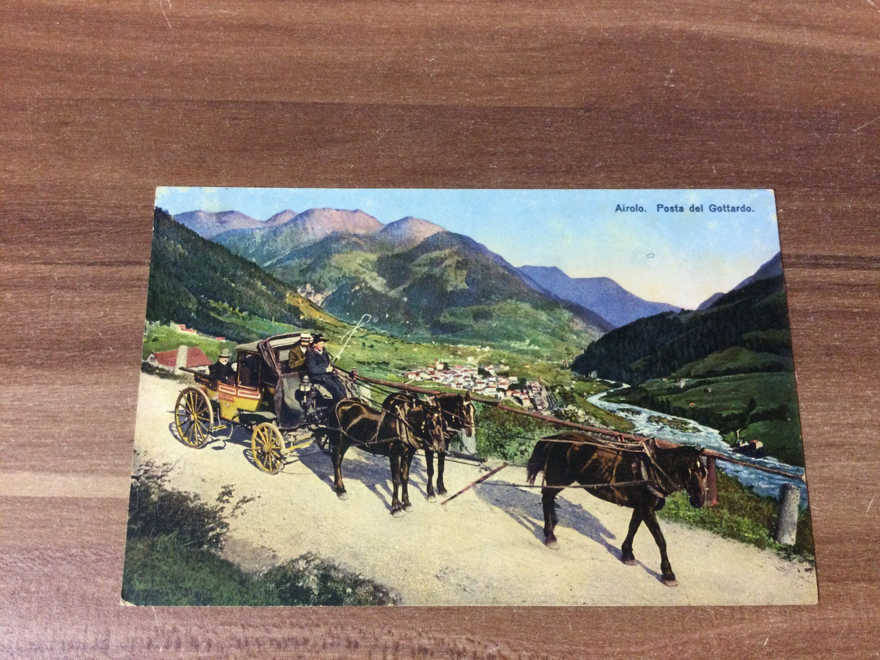 Ansichtskarten: Ansichtskarte Airolo Posta del Gottardo mit Pferdekutsche – Gebraucht aus Wangen SZ von kuriosum12