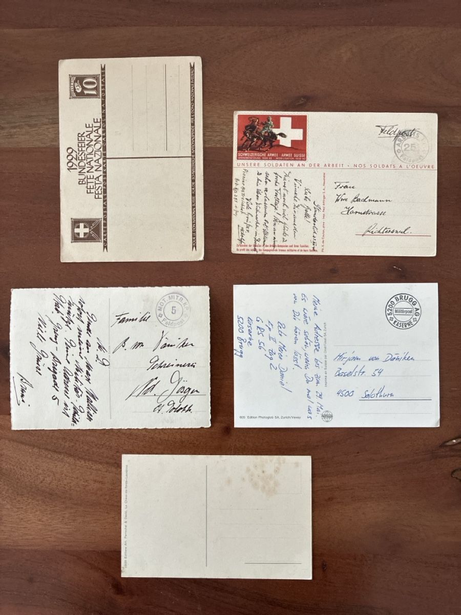 Cartoline postali: 12 Ansichtskarten Schweiz diverse vom Militär CH – Usato da Oftringen venduto da Cla.vD.74 3