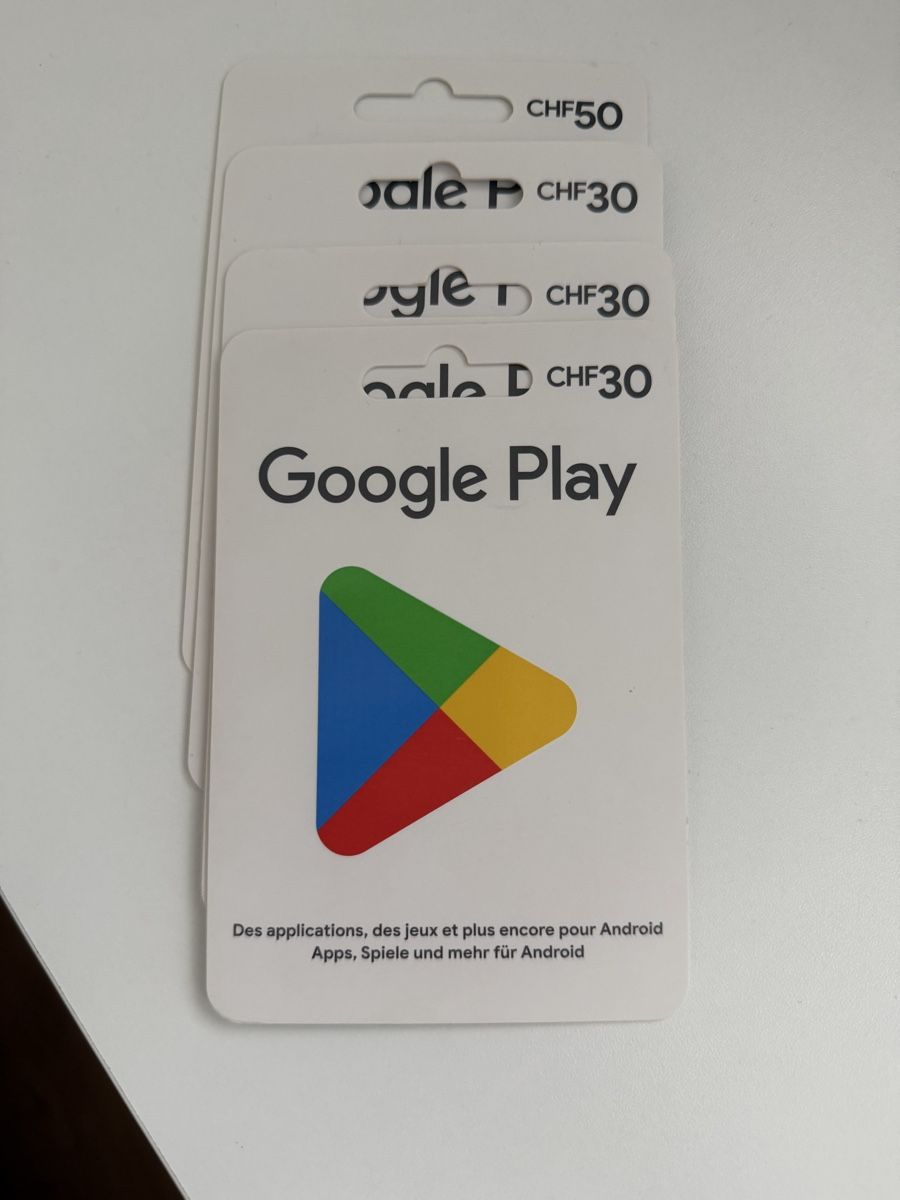 Gutscheine: Google Play Geschenkkarten CHF 140 – Neu (gemäss Beschreibung) aus Schübelbach von mar_76bd