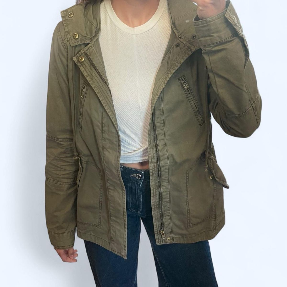 Giacche: Khaki Übergangsjacke mit Kapuze – Usato da Therwil venduto da nat_gtk5