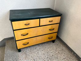 Vintage Kommode, 50er Jahre, grün gelb, Shabby Chic Look