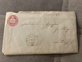 Brief gesendet an Louise Rennhaas 1872 mit Briefmarke