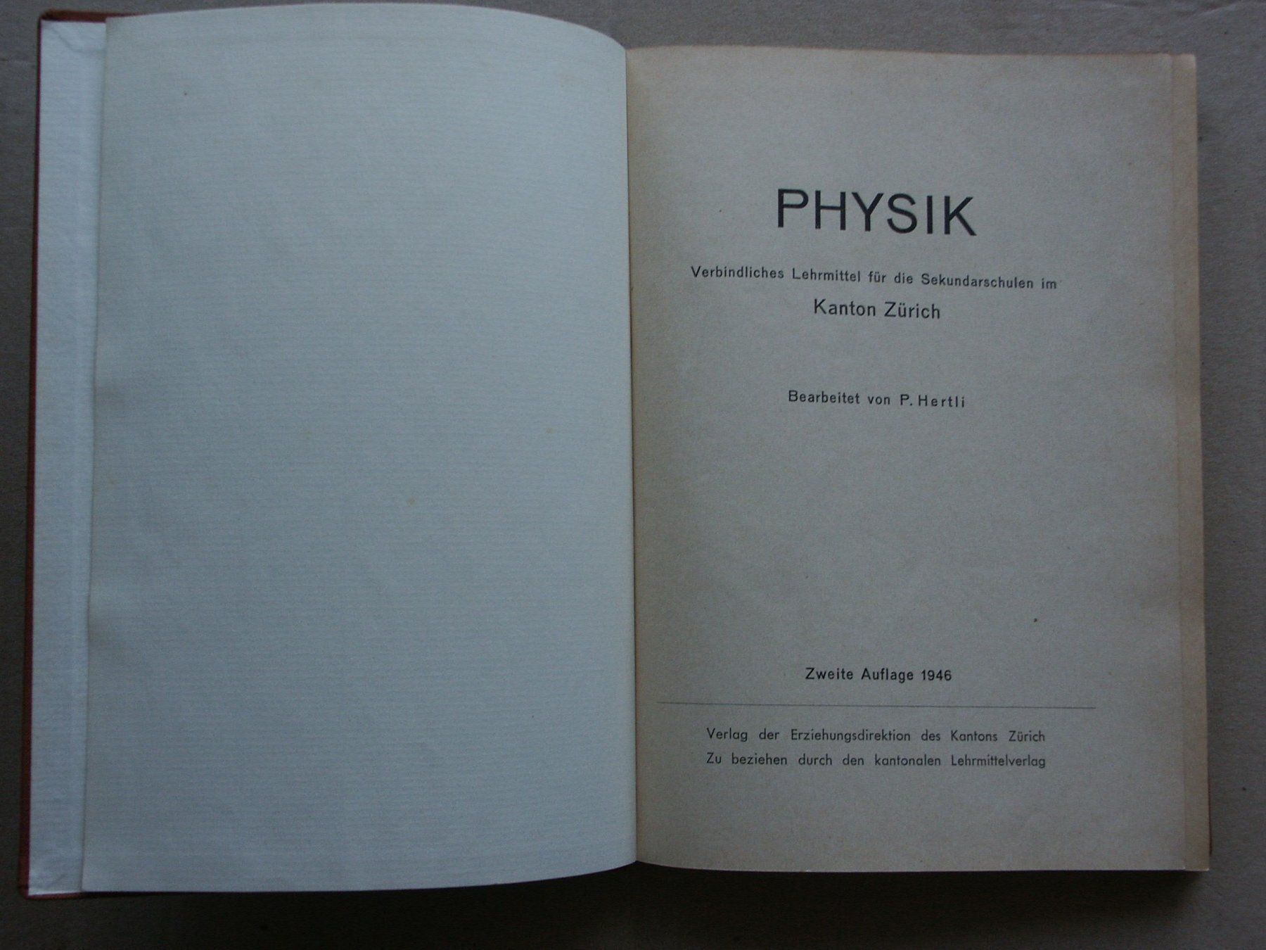 Libri: Schulbuch   Physik     vom  Jahr    1946 – Usato da Niederglatt ZH venduto da herzblatt5449 1