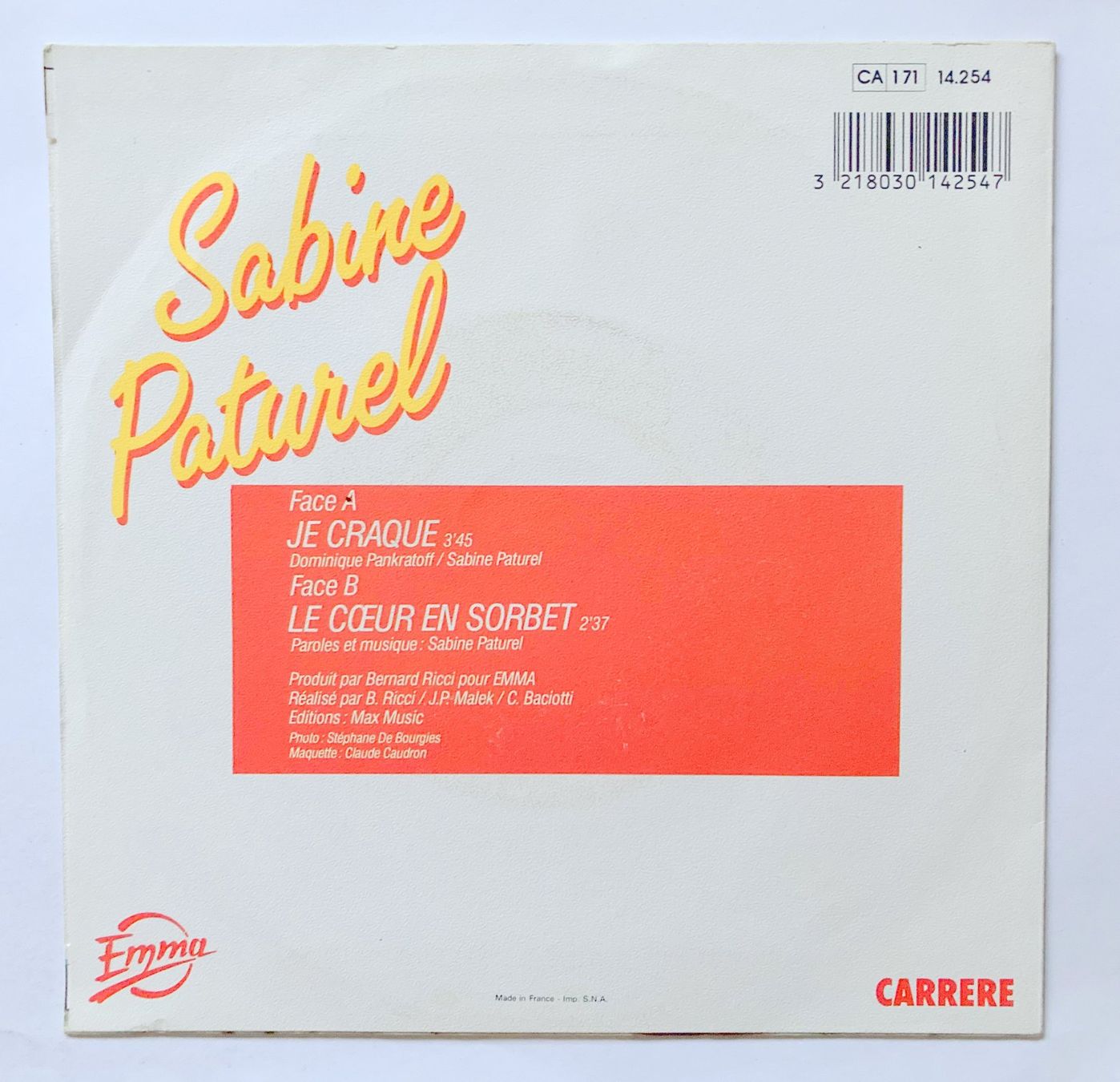 Vinyles: SABINE PATUREL - JE CRAQUE – D'occasion à Bottens par hotter-than-hell 1
