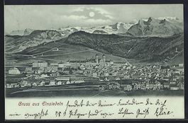 Mondschein-AK Einsiedeln, Gesamtansicht 