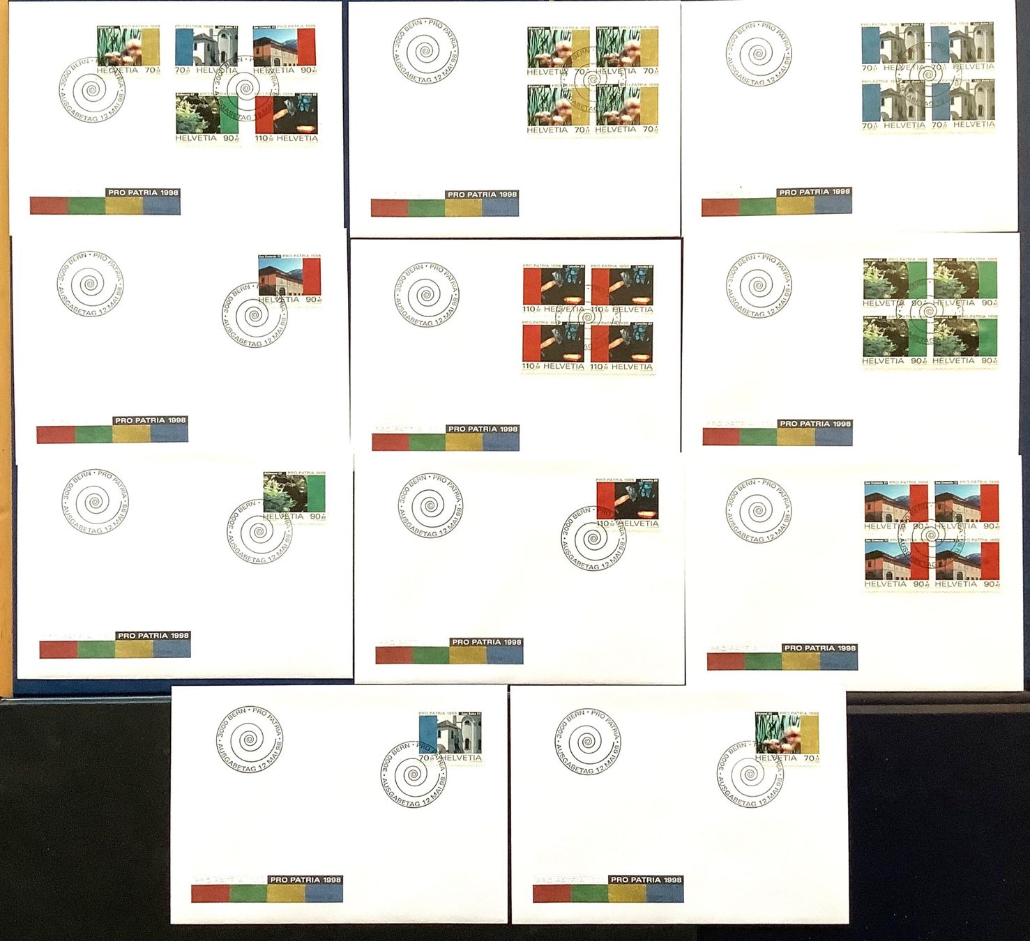 Tutti i francobolli: 1998 FDC - Pro Patria + Viererblock FDC + Einzel FDC – Nuovo (secondo la descrizione) da Liestal venduto da Pep3