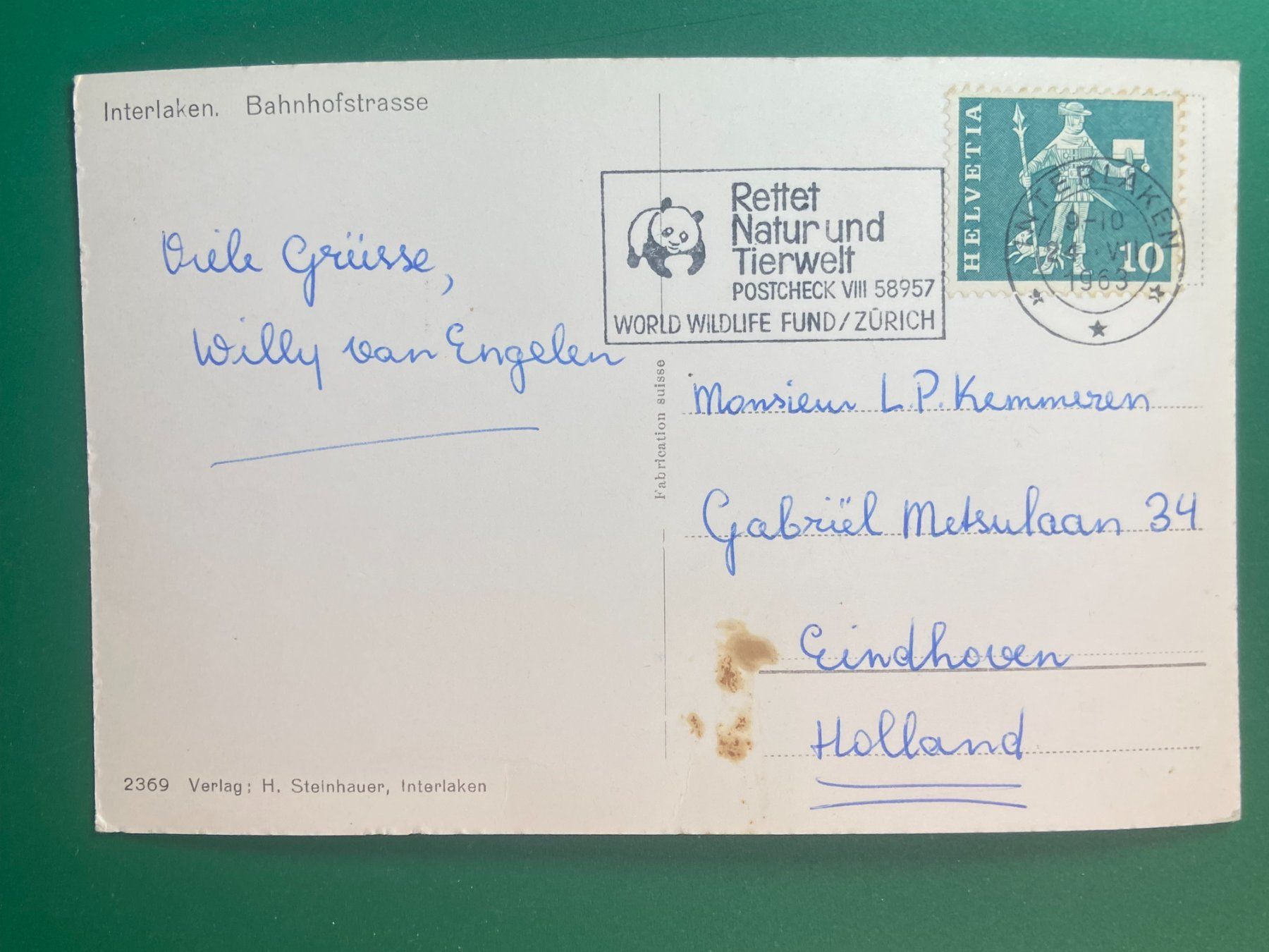 Ansichtskarten: Interlaken, Bahnhofstrasse - Hotel Krebs – Gebraucht aus Steg VS von _vinci_ 1