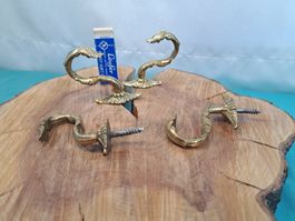 4 schöne antike Wand Haken Schrauben, Messing (LOT2700#AEW0)