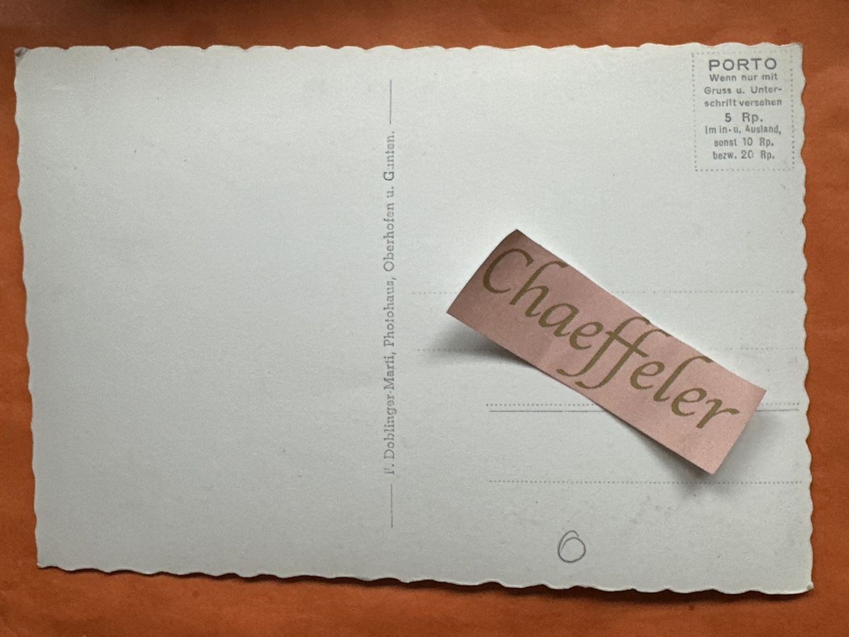 Cartoline postali: Thun,  Thunersee, Blick auf Berge, Dörfer, Oberland – Usato da Zürich venduto da Chaeffeler 1