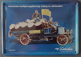 Metallschild Brauerei Frankenheim; historisches Fahrzeug
