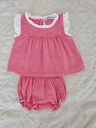 Babidu baby set top and bloomer pink size 6 months