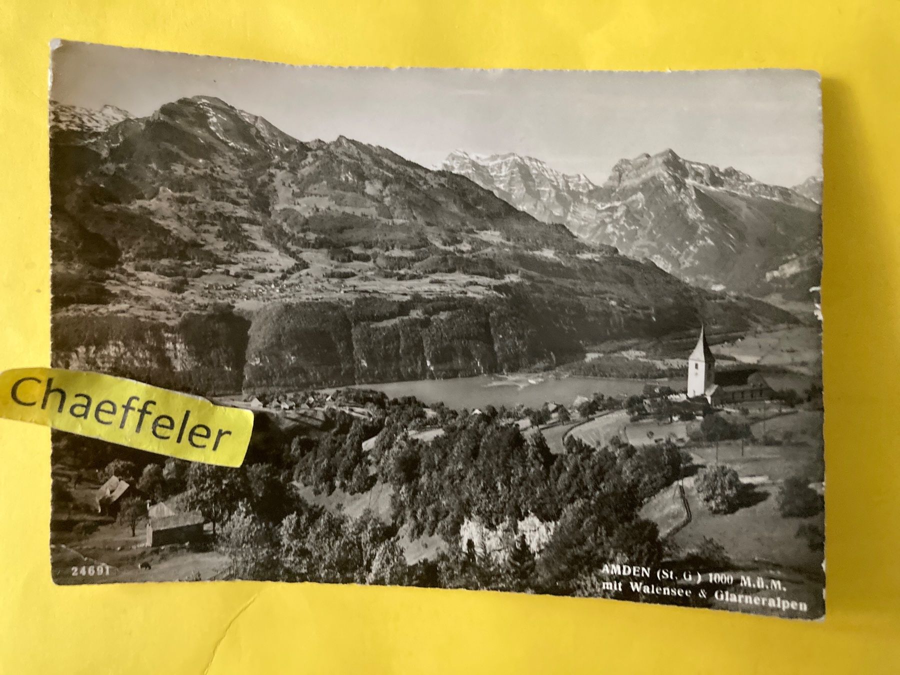 Ansichtskarten: 1949 Amden mit Walensee und Glarneralpen – Gebraucht aus Zürich von Chaeffeler