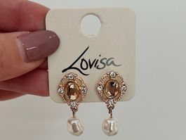 Lovisa Ohrringe rose mit Perlen - neu! sehr elegant
