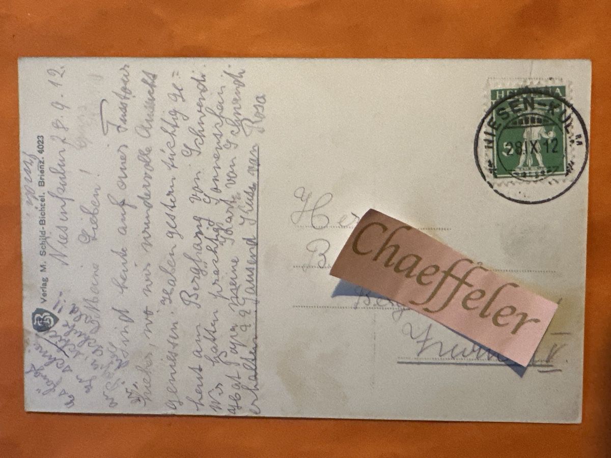 Cartoline postali: 1912 Niesenbahn. Hotel Niesen Kulm  – Usato da Zürich venduto da Chaeffeler 1