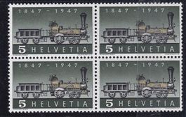 Postfrisch 4erBlock 100J. Eisenbahn 1947