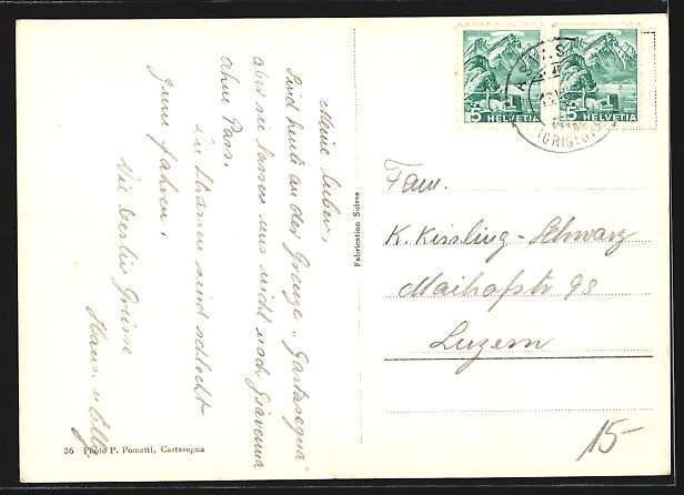 Cartoline postali: Castasegna, Teilansicht mit Grenzpassier – Usato da Berlin venduto da bartko-reher 1