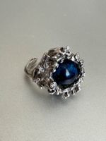Antiker Naturalismus 835er Silber Ring  mit blauem Apatit:56