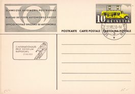 1950 Postkarte 2. Int. Profi Kriterium Rapperswil (Postauto)
