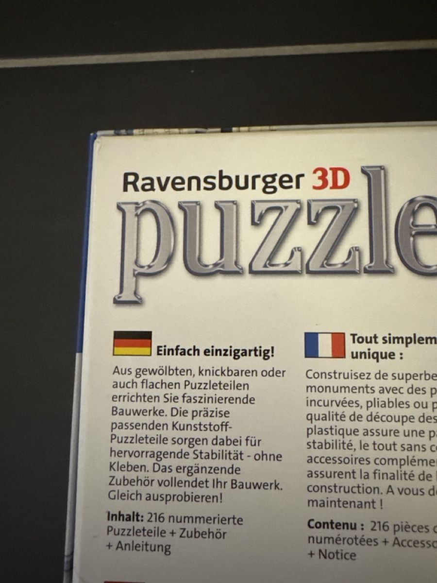 Ravensburger Puzzle: Ravensburger 3D Puzzle Arc de Triomphe, Paris, 216 Teile – Usato da Oberweningen venduto da Jogi2 1