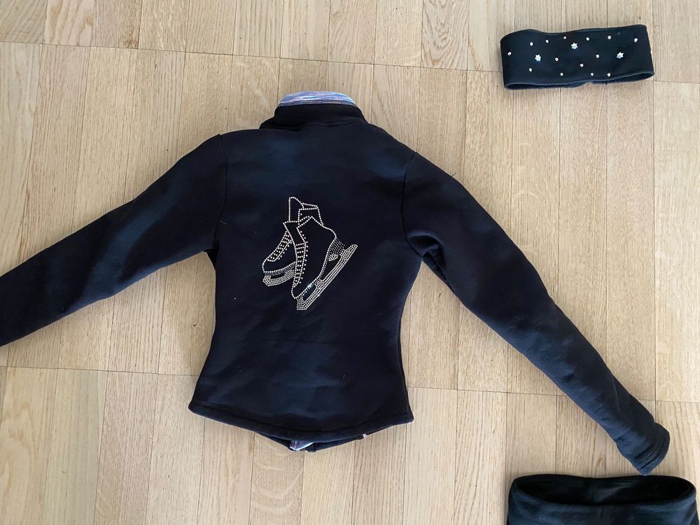 Youthful Flying Eiskunstlauf Set Mädchen - Jacke & Hose Mit Strass | Hoch Elastisch, Gr. S Schwarz