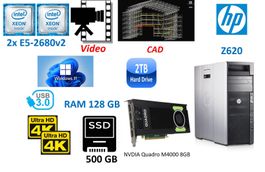 HP Z620 XEON 2x E5-2680v2 20c M4000 128GB 500 SSD 2TB Win11