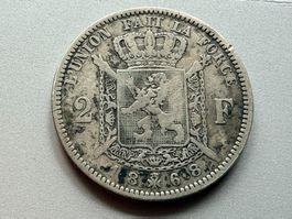 2 Franc 1868 Belgien - Silber 835/1000-ca. 10 Gramm