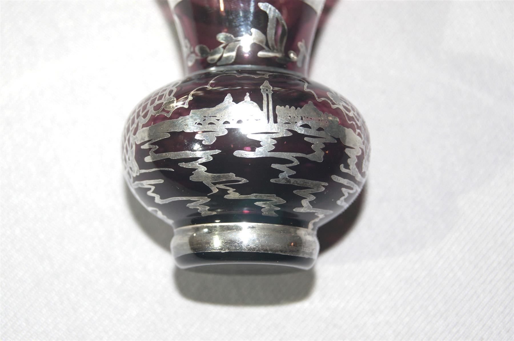 Murano Vasi & Recipienti: Weinrote Muranovase mit Silberauflage – Usato da Geroldswil venduto da ARTEFACTO 3