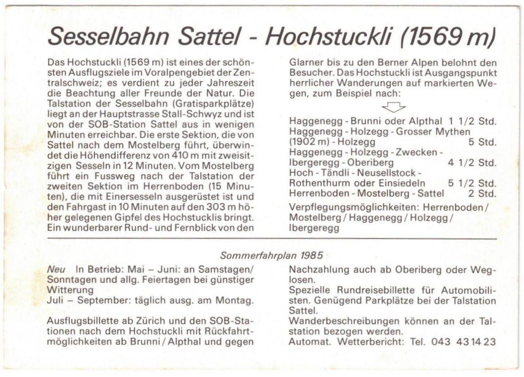 Cartoline postali: Sattel - Liftplan / Reklame – Usato da Binningen venduto da Mountainrider 1