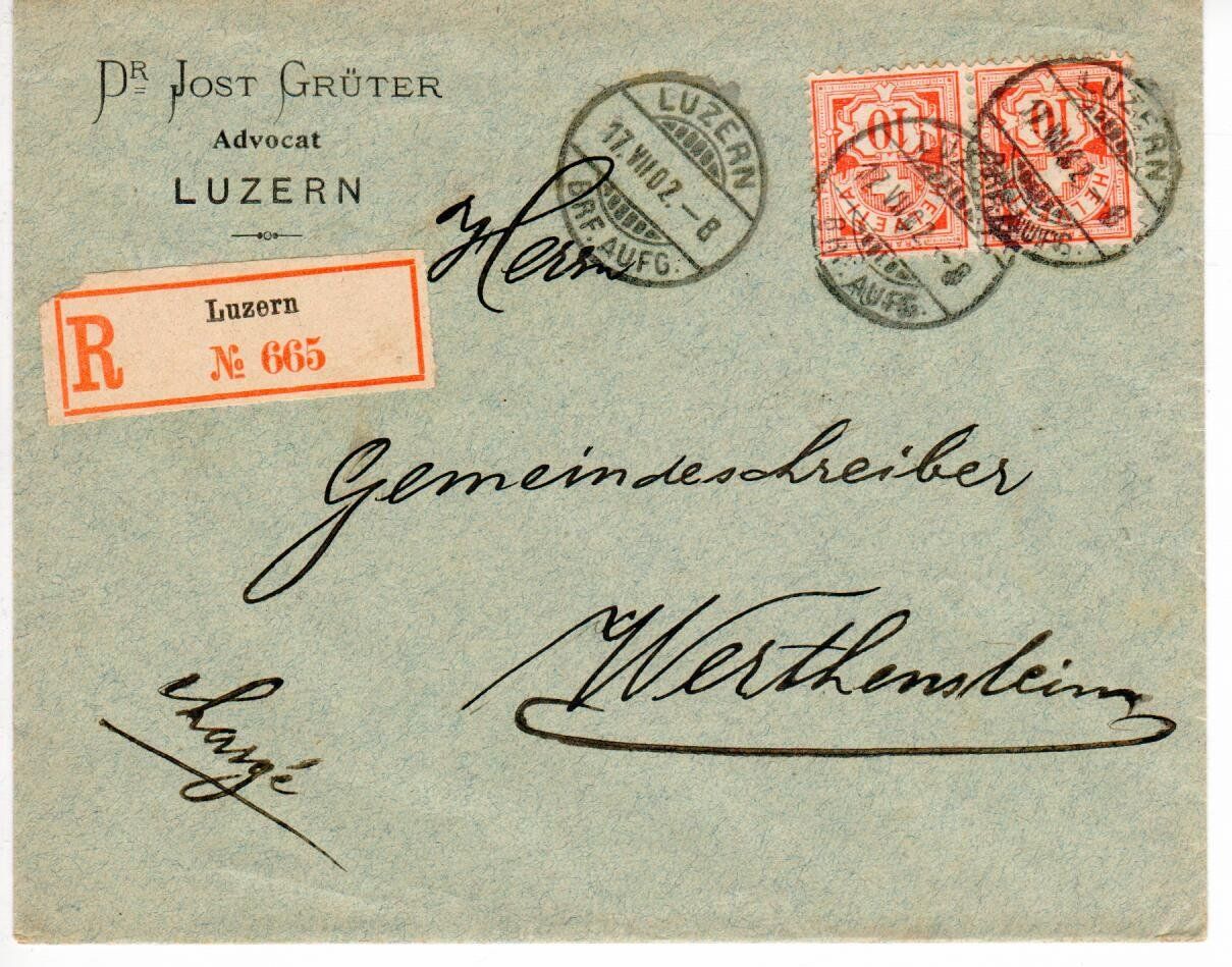 Alle Briefmarken: R-Brief Luzern 1902 – Gebraucht aus Wolhusen von Curver9