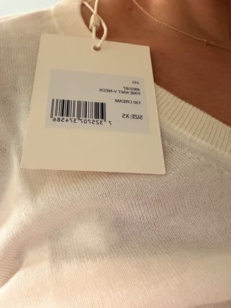 Gant Feinstrickpullover V-Ausschnitt Creme Grösse XS Neu