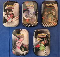 5 Black & White mini Tins mit jeweils 70 Karten vom Set