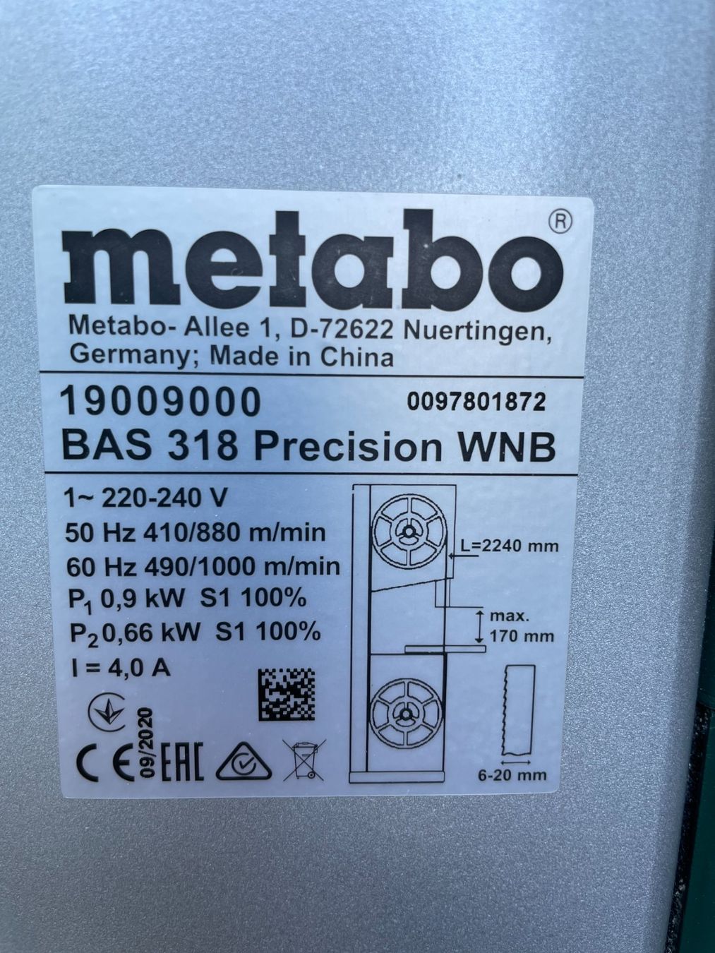 Metabo Scies: Metabo BAS 318 Precision WNB Bandssaege – D'occasion à Winterthur par die_6rkc 1