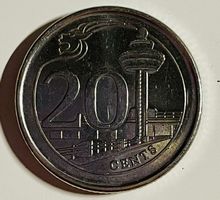 Seltene 20 Cent Münze Singapur, Jahrgang 2016, Top! AU-58!