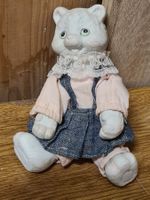 Vintage Porzellan Katzen- Puppe, ca. 15 cm