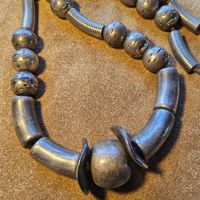 Lange Halskette Collier, versilbert, Modernist, 80er Jahre