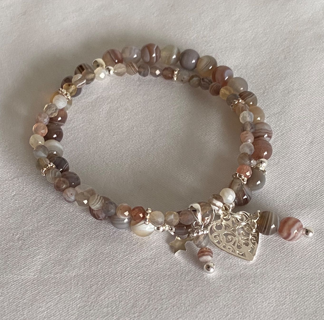 Bracciali & Braccialetti: Edelstein Armband Botswana Achat mit Silber auf Mass – Nuovo e nell'imballaggio originale da Zuzwil SG venduto da Lemliskat 6