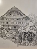 H. Rossel Grafik signiert 12/100 (1987), gerahmt