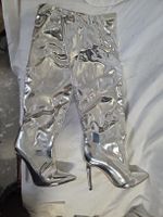 Overknee Stiefel mit Wollfutter – Spitze Form, Gr. 43