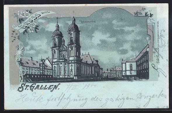 Cartoline postali: Mondschein-Lithographie St. Gallen, Ansi – Usato da Berlin venduto da bartko-reher