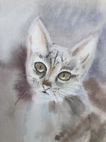 Aquarell-Malerei „Liebevolle Katze“