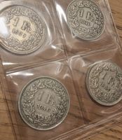 4x Schweizer Franken Münzen 1 Fr. 1939,1946,1947,1940 Silber