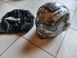 Casque moto intégral taille M aspect metallique avec housse